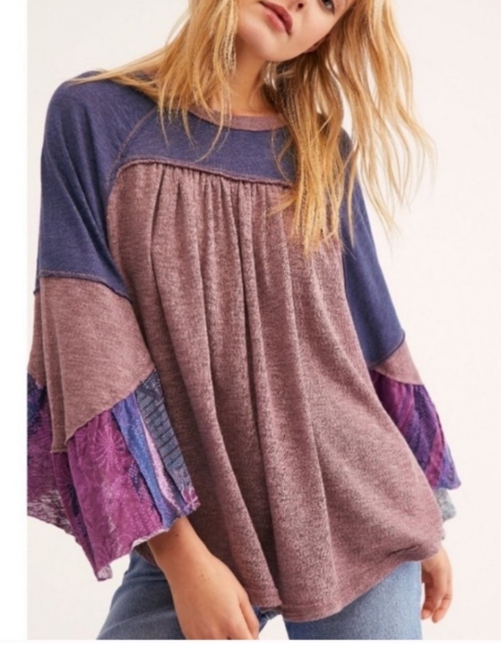 NWT Free People Friday Fever Plum Combo Top Size M